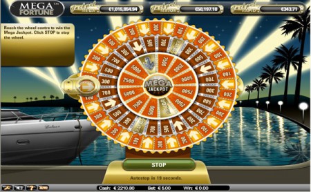 La fameuse roue de la fortune de Mega Fortune, responsable de gros jackpots